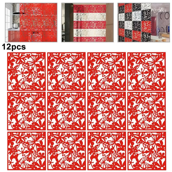 For Home Fashion 12Pcs Hollow Pattern Design Hanging Screen Partition Divider Panel Room Curtain Home White/Black/Red