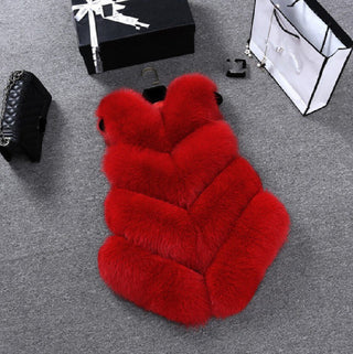 Buy red Faux Fur Sleeveless Vest Winter Thick Coats Women 2022 New Fashion Casual Jacket Warm Slim  Outerwear Women Winter Vest