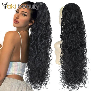 Buy hera-1b Long Kinky Curly Ponytail Synthetic Drawstring Ponytail 24/30/32Inch Chip-In Hair Extension Organic Clip-In Overhead Ponytail