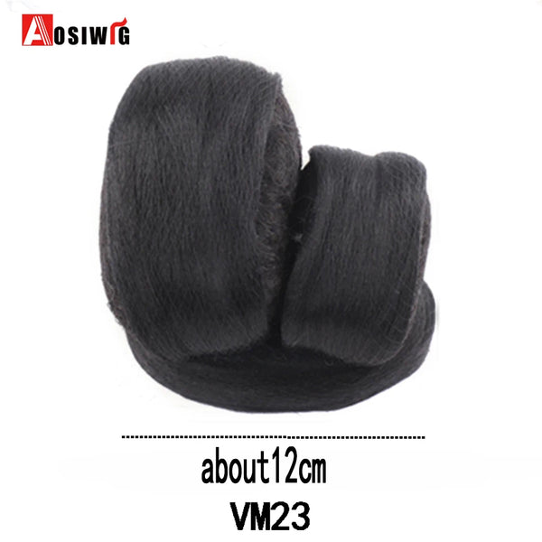 AOSI Hair Braided Clip in Hair Bun Chignon Hairpiece Donut Roller Bun Hairpiece Hand Knitting Braid Synthetic Chignon