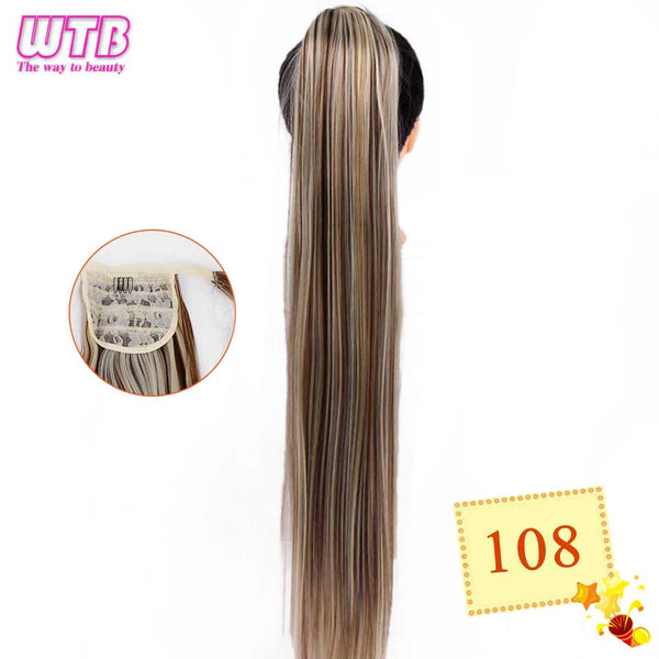 WTB Synthetic Wrap Wround Ponytail Hair Extension Long Straight Women's Clip in Hair Extensions Pony Tail False Hair 32 Inch