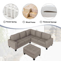 Sectional Corner Sofa L-Shape Couch Space Saving With Storage Ottoman & Cup Holders Design for Large Space Dorm Apartmen