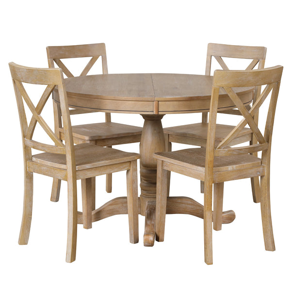 Modern Dining Table Set for 4,Round Table and 4 Kitchen Room Chairs,5 Piece Kitchen Table Set for Dining Room,Dinette,Br