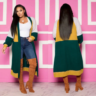 Buy green 2022 Winter Women Loose Trench Full Sleeve Patchwork Coats Cardigan Casual Fashion Overcoat Women Windbreaker Outercoat