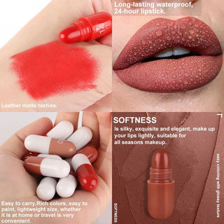 18Pcs/Set DNM Capsule Lipstick Set Color Fixing Lasting Non-Stick Cup Mouth Red Nude Makeup Sexy Women's Lips Solid Lip Gloss