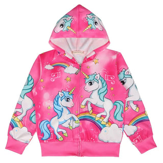 Buy red Little Coats Girls Clothes Kids Clothes My Moana Kids Jackets for Girls Unicorn Horse Winter Zipper Cardigan Coat Hooded