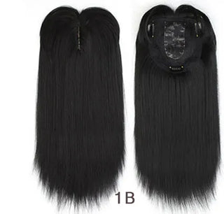 Buy natural-black 14inch Straight Synthetic Blonde Hair With Bangs for Women Clip-In One-Piece Hair Extension High Temperature Fiber