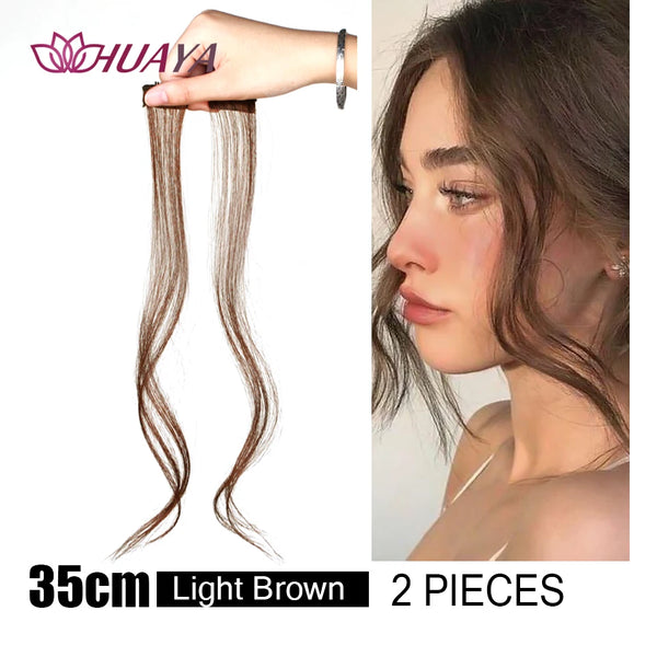 HUAYA Synthetic Hair Bangs Clips Front Side Long Bangs Fake Fringe Clip in Hair Extensions Accessories for Women