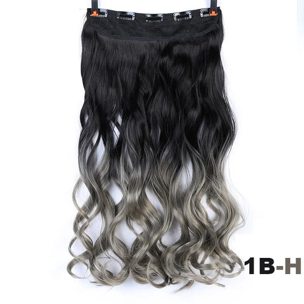 XUANGUANG Long Synthetic Hair 5 Clips in Hair Extension Heat Resistant Hairpiece Natural Wavy Hair Piece