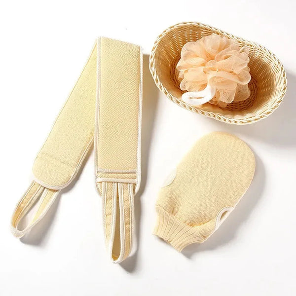 Body Cleaning Cloth, Soft Brush, Home Hotel Bathroom Shower Ball, Back Scrubber Set, Skin Scrub Towel, Bath Gloves 3 Pieces