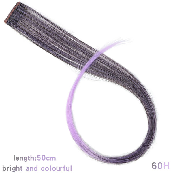 Lupu Synthetic Rainbow Highlighted Hair Girl One Chip in Hair Extension Hairpin Long Straight Hair Clip for Hair False Hair