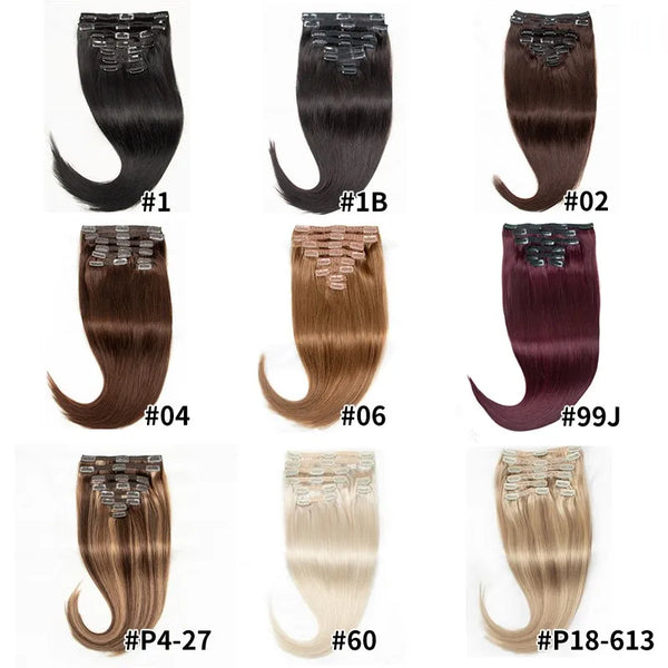 MRSHAIR Clip in Hair Extension Human Hair Real Natural Clip in Hair Extension Double Weft Full Head 7PCS Clip Ins for Add Volume