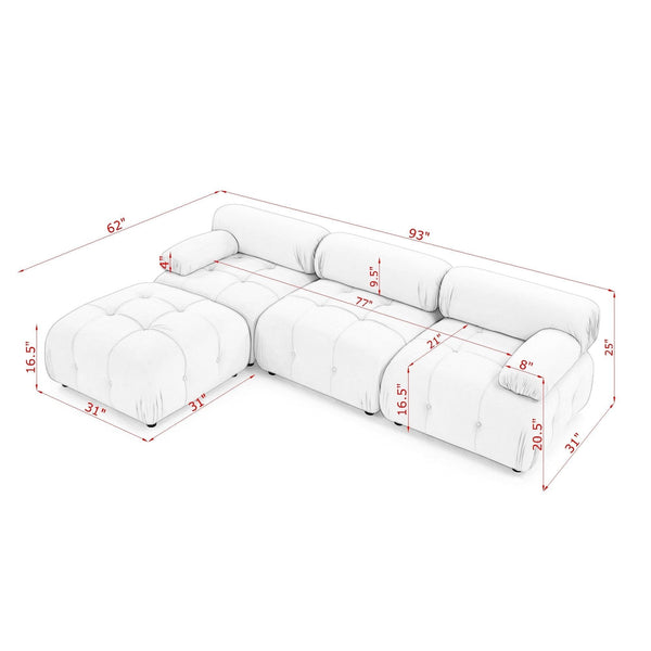 Modular Sectional Sofa, Button Tufted Designed and DIY Combination,L Shaped Couch With Reversible Ottoman, Navy Velvet