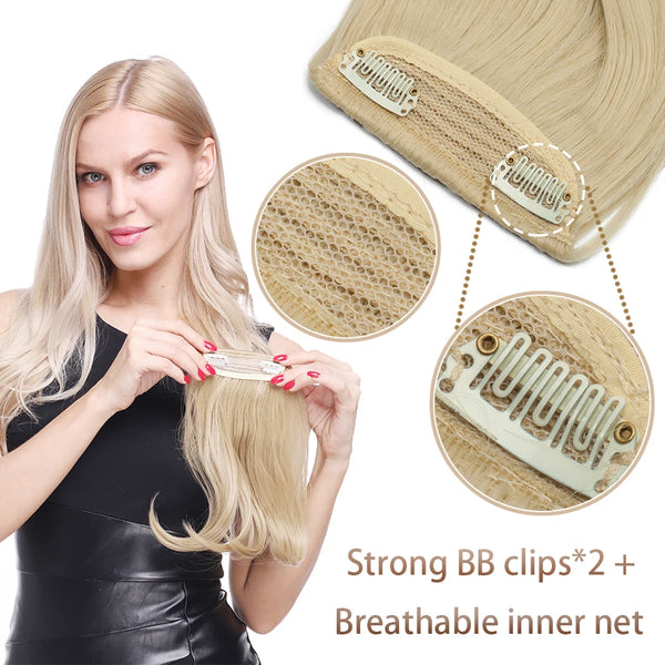 BENEHAIR Bangs Clip in Middle Part Bangs Hairpieces Synthetic Clip in Hair Extension Top Hair Piece for Women Fake Hair