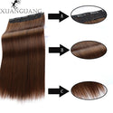 XUANGUANG Long Synthetic Hair 5 Clips in Hair Extension Heat Resistant Hairpiece Natural Wavy Hair Piece