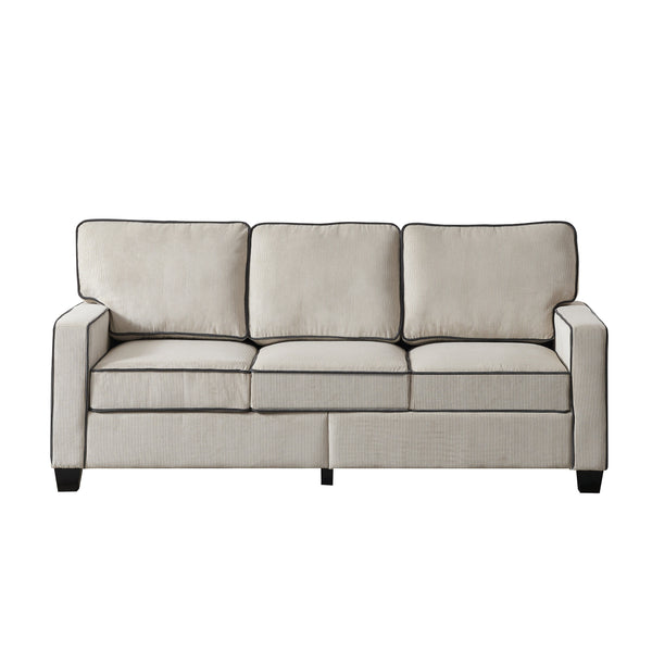 Living Room Sofa With Storage Beige Corduroy