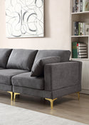 Living Room Furniture Modern Leisure L Shape Couch Dark Grey Fabric