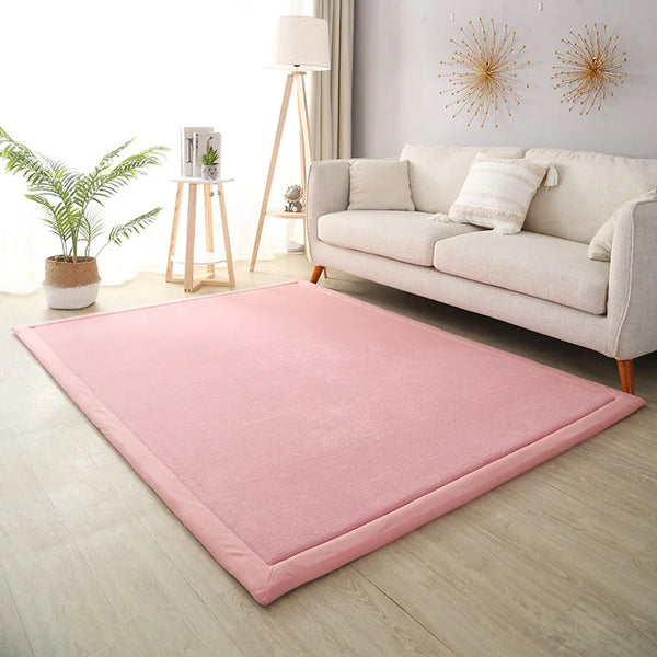 Thick Coral Fleece Carpet for Living Room Bedroom Kids Room Play Area Rugs Anti Slip Japan Tatami Floor Mat Prayer Mattress Grey