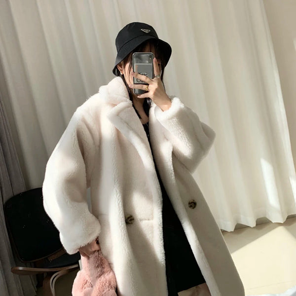 Winter Faux Fur Teddy Coat Women High Street Oversized Teddy Jackets and Coats Ladies Outwear Parka Warm Shaggy Coat