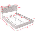 Queen Size Bed Frame, Shelf Upholstered Headboard, Platform Bed With Outlet & USB Ports, Wood Legs, No Box Spring Needed