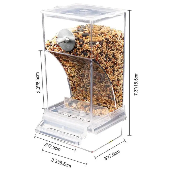 Bird Cage Feeder Cup Bowls Automatic Parrot Seed Feeders Hanging Food Dispenser Transparent Container for Canary Small Cockatiel