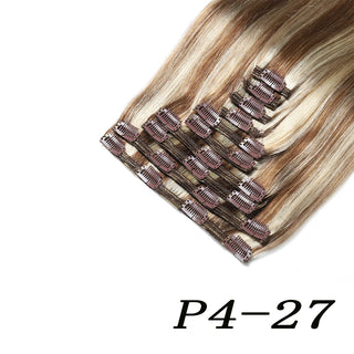 Buy p4-27 Lovevol  Burgundy Wine Clip in Hair Extensions Real Human Hair 10pcs Real Hair Extension Clip Full Head Soft Natural Extensions