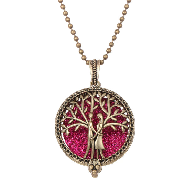 Aromatherapy Necklace Tree of Life Diffuser Jewelry Vintage Open Locket Pendant Essential Oil Perfume Aroma Diffuser Necklace