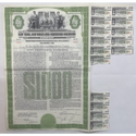 1953 New York New Haven and Hartford Railroad Gold Bond Certificate, W/Coupons