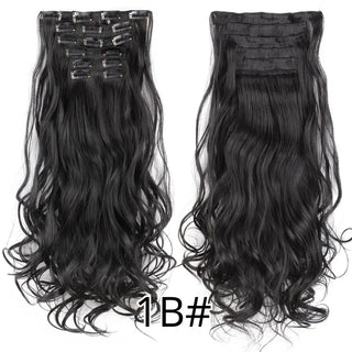 Buy curly-1b Leeons 16Clips Long Straight Synthetic Clip on Hair Extensions Cheveux Clip Naturel High Temperature Fiber Black Brown Hairpiece