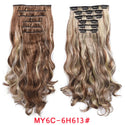 Clip in Hair Extension 20Inch 16 Clips Long Synthetic Hair Heat Resistant Hairpiece Natural Wavy Ombre Hair Piece 6Pcs/Set LIHUI