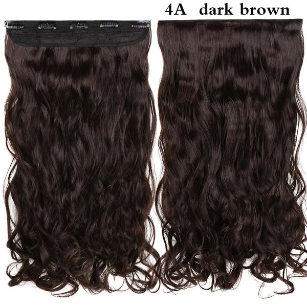 HAIRRO 17/24/27/29" 5 Clips Synthetic Hair Long Straight Clip in Hair Extensions False Hair Black Hair Pieces for Women