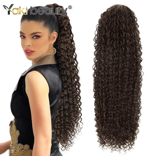 Buy jc-4-light-brown Long Kinky Curly Ponytail Synthetic Drawstring Ponytail 24/30/32Inch Chip-In Hair Extension Organic Clip-In Overhead Ponytail