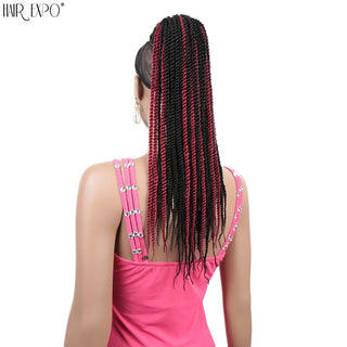 Buy p1bbu 20Inch Box Braid Ponytail Synthetic Ponytail Hair Extensions Ombre Afro Hairpieces Two-Strand Drawstring Ponytail Hair Expo City