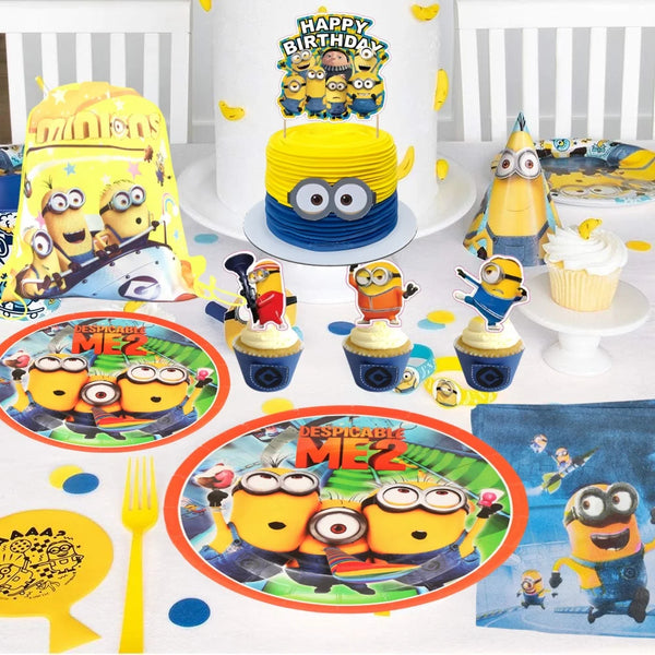 Big Eye Yellow Man Birthday Decoration Disposable Tableware Tablecloth Plate Cup Balloon Baby Shower Boys Girls Party Supplies