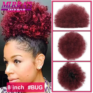 Buy fbbzt01-bug Afro Puff Drawstring Ponytail Extension Synthetic Kinky Curly Ponytail Hair Chignon Dreadlock Buns Afro Puff for Black Women