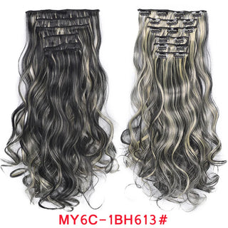 Buy my6c-1bh613 16 Clips Clip in Hair Extension Long Synthetic Hair Heat Resistant Hairpiece Natural Wavy Ombre Hair Piece 6Pcs/Set 20Inch LIHUI