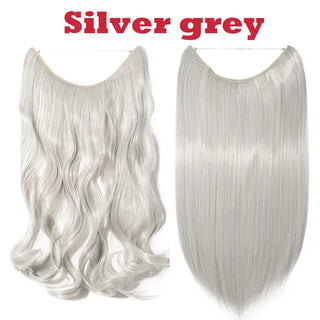 Buy silver-grey HAIRRO 20 Inches Wave Hair Extensions No Clip in Ombre Blonde Black Hair Synthetic Natural Hidden Secret False Hair Piece