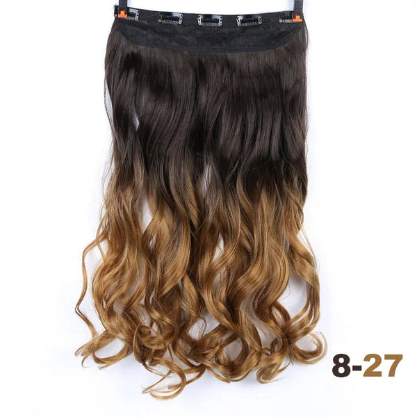 XUANGUANG Long Synthetic Hair 5 Clips in Hair Extension Heat Resistant Hairpiece Natural Wavy Hair Piece