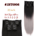 Leeons 16Clips Long Straight Synthetic Clip on Hair Extensions Cheveux Clip Naturel High Temperature Fiber Black Brown Hairpiece