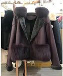 2019 Luxury Women's Real Fur Coat Thick Lamb Wool Fur Jacket Long Sheep Shearling Female Jackets Winter With Fox Coats