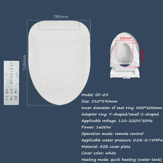 Buy gf-05 Electronic Smart Bidet Seat Self Cleaning Dual Nozzle Bidet Heated Intelligent