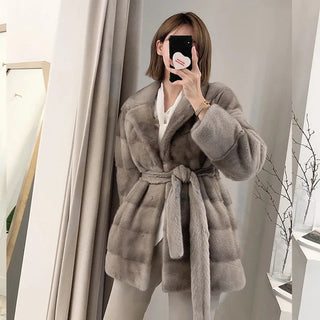 HDHOHR 2024 New Natural Mink Fur Coats for Women Real Mink Fur Coats OutwearPark With Fur High Quality Female Warm Winter Jacket