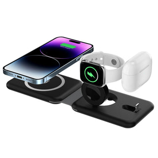 Buy 15w-black 3 in 1 Foldable Magnetic Wireless Chargers for iPhone 14 13 12Pro Max Portable Fast 15W Wireless Charger for Apple Watch/AirPods