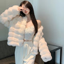 2023 Winter Fashion Faux Fur Coat Women Korea Fashion Warm Feather Coats Cardigan Short Outercoat Lady Party Elegant Outfits New