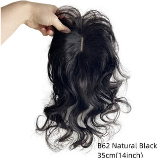 Buy b62-natural-black Clip in Natural Human Hair Topper Bangs Fringe Hair Pieces Middle Part Brazilian Extension for Women Hair Volume 10inch Non-Remy