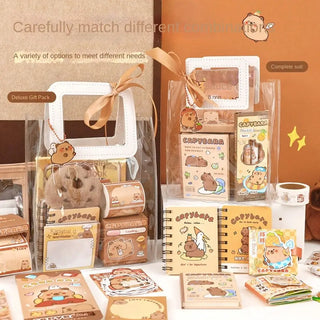 Kawaii Capybara Stationery Set Stickers/Notepads/Plush Pendants Graduation Gift Handbag Birthday Gift for Primary School Student