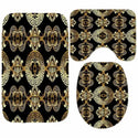 3D Luxury Black Gold Greek Key Meander Baroque Bathroom Curtains Shower Curtain Set for Bathroom Modern Geometric Bath Rug Decor