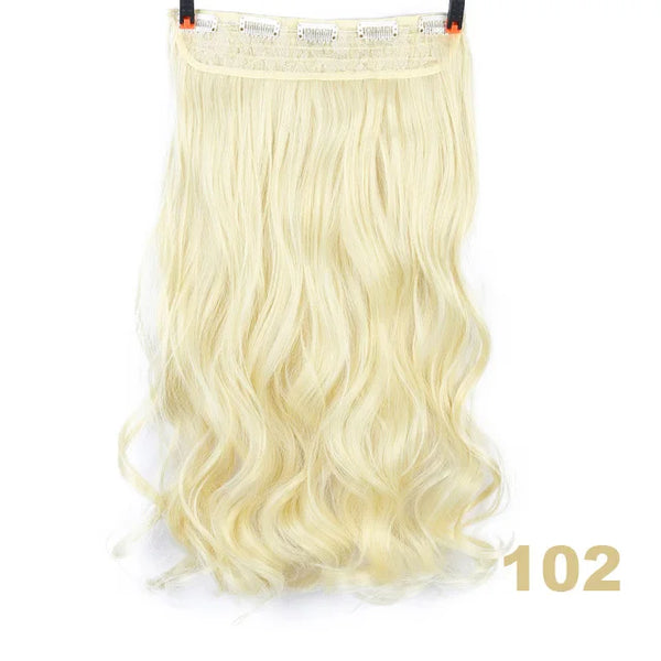 XUANGUANG Long Synthetic Hair 5 Clips in Hair Extension Heat Resistant Hairpiece Natural Wavy Hair Piece