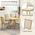 Rustic Extendable 84inch Dining Table Set With 24inch Removable Leaf , 6 Upholstered Armless Dining Chairs and 2 Padded