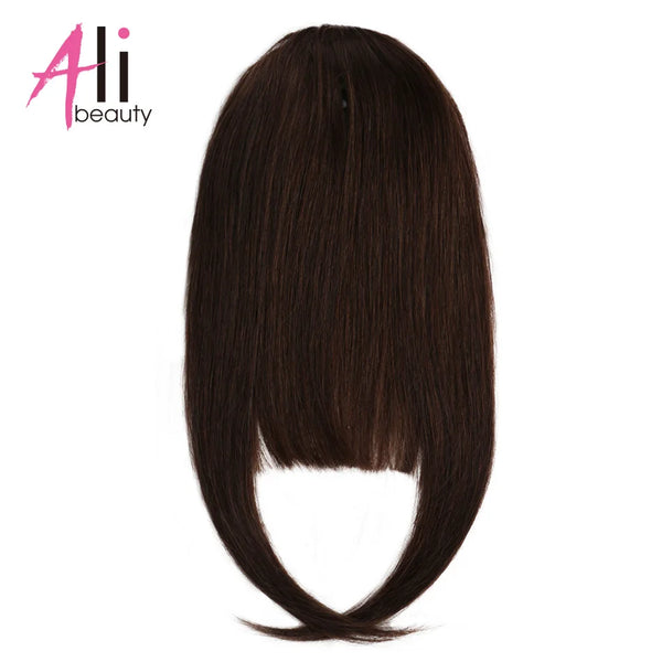 3 Clips Human Hair Bangs Remy Straight Clip in Hair Extensions Gradient Bangs 3D Blunt Cut Natural Hair Fringe Hairpiece